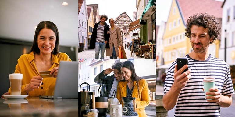 Collage von MeinPlus Kunden beim Shoppen