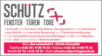 Logo der Firma Schütz Handelsvertretung für Fenster, Türen und Tore incl. Montage im Neu- und Altbau