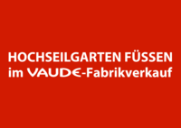 Logo der Firma Hochseilgarten im Vaude Fabrikverkauf Füssen